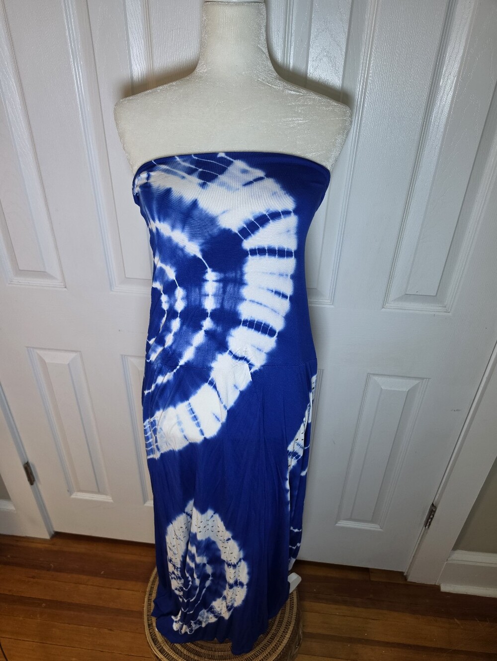 INC International Concepts Womens Royal Blue and White Tie-Dye Strapless Dress